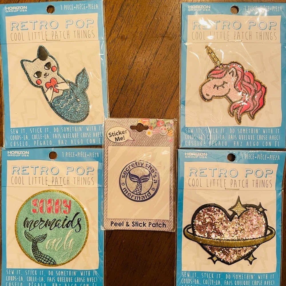 Retro Pop Patch Set - Blue, Pink, Gold